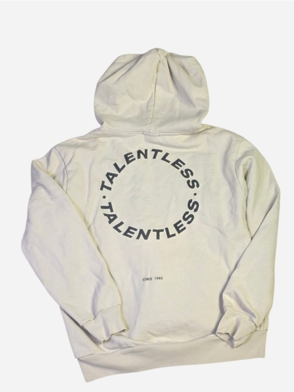 TALENTLESS "Since 1983" Circle Logo Heavyweight Hoodie Size XL - Bone/Cream